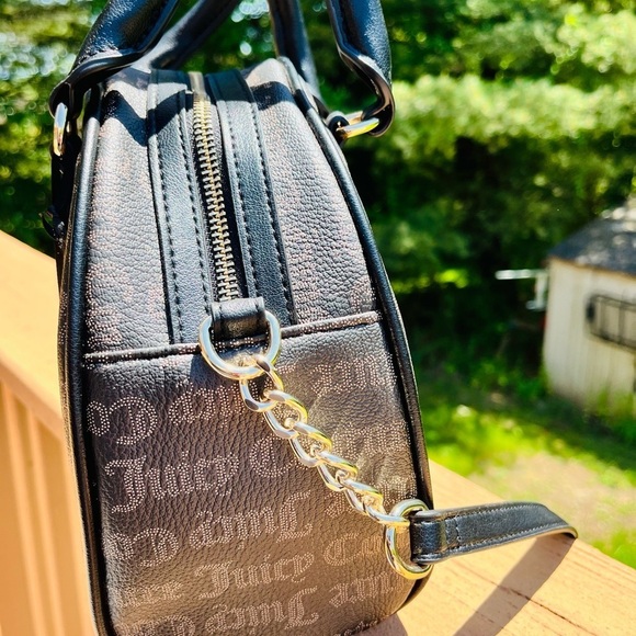 Juicy Couture Dome Satchel & Wallet Set Gothic Logo Black Crossbody Bag NWT - Picture 7 of 9